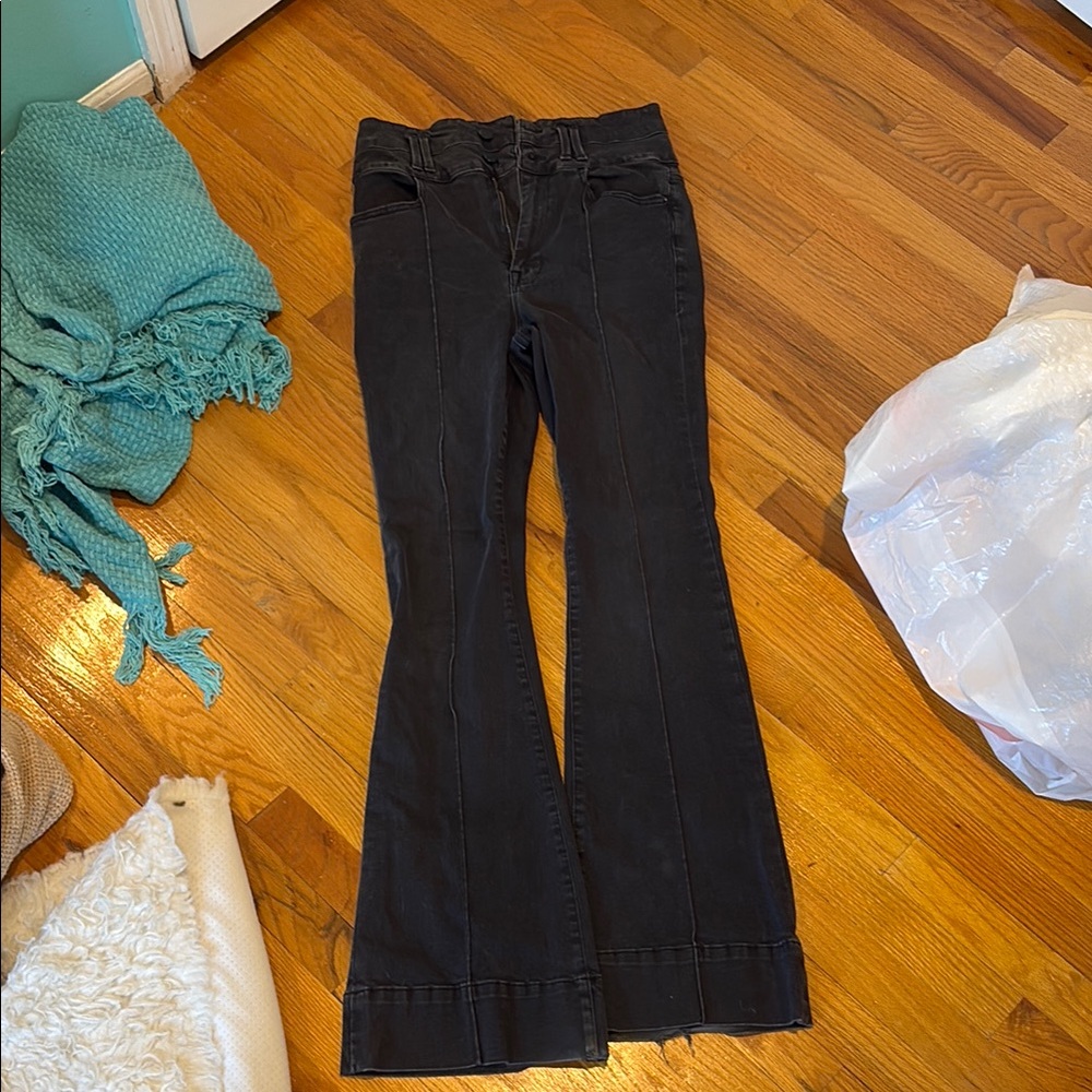 Frame Denim Black Flare & Wide Leg High Rise Jeans